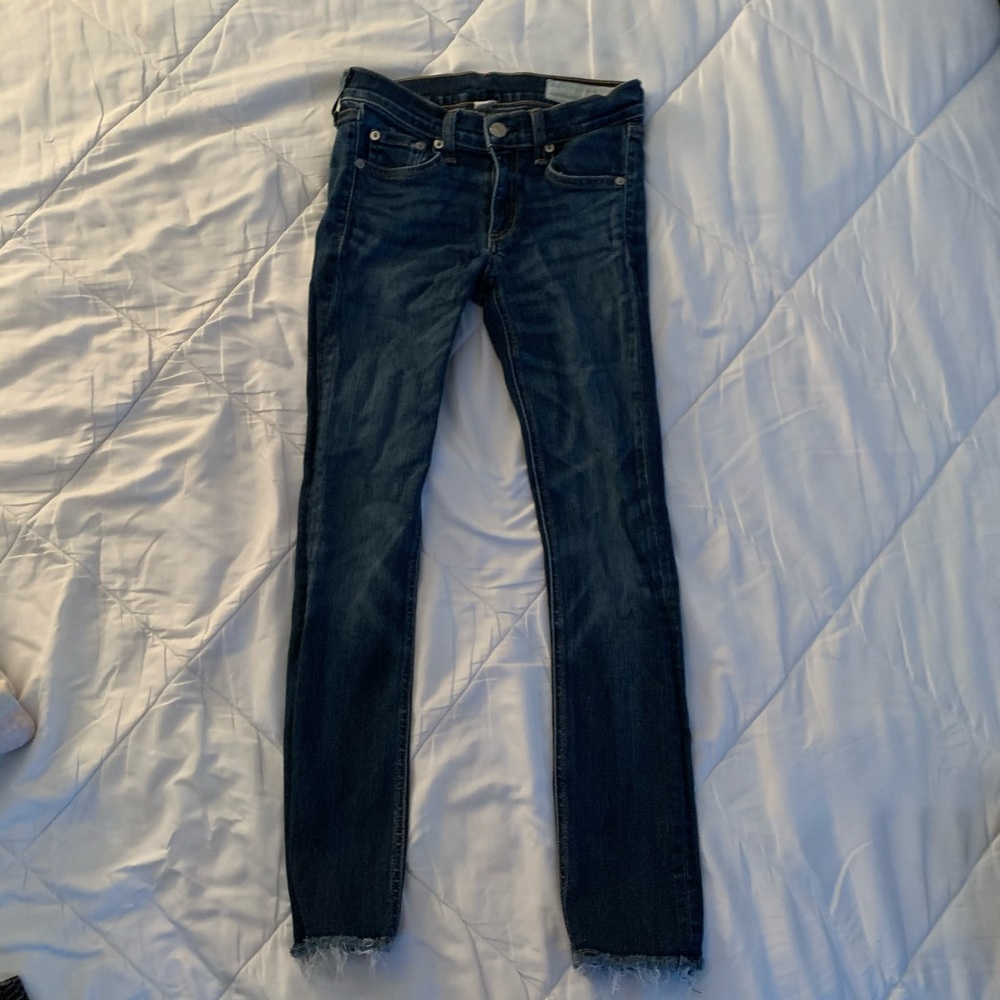 Rag and Bone Cropped Skinny Jeans with Frayed Hem